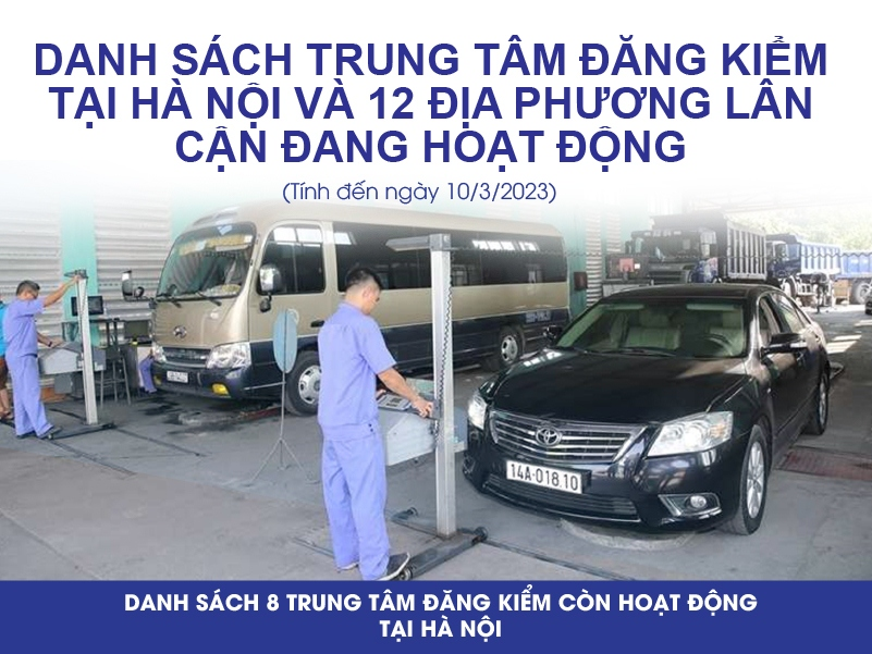 Danh sách trung tâm đăng kiểm tại Hà Nội và 12 địa phương lân cận đang hoạt động